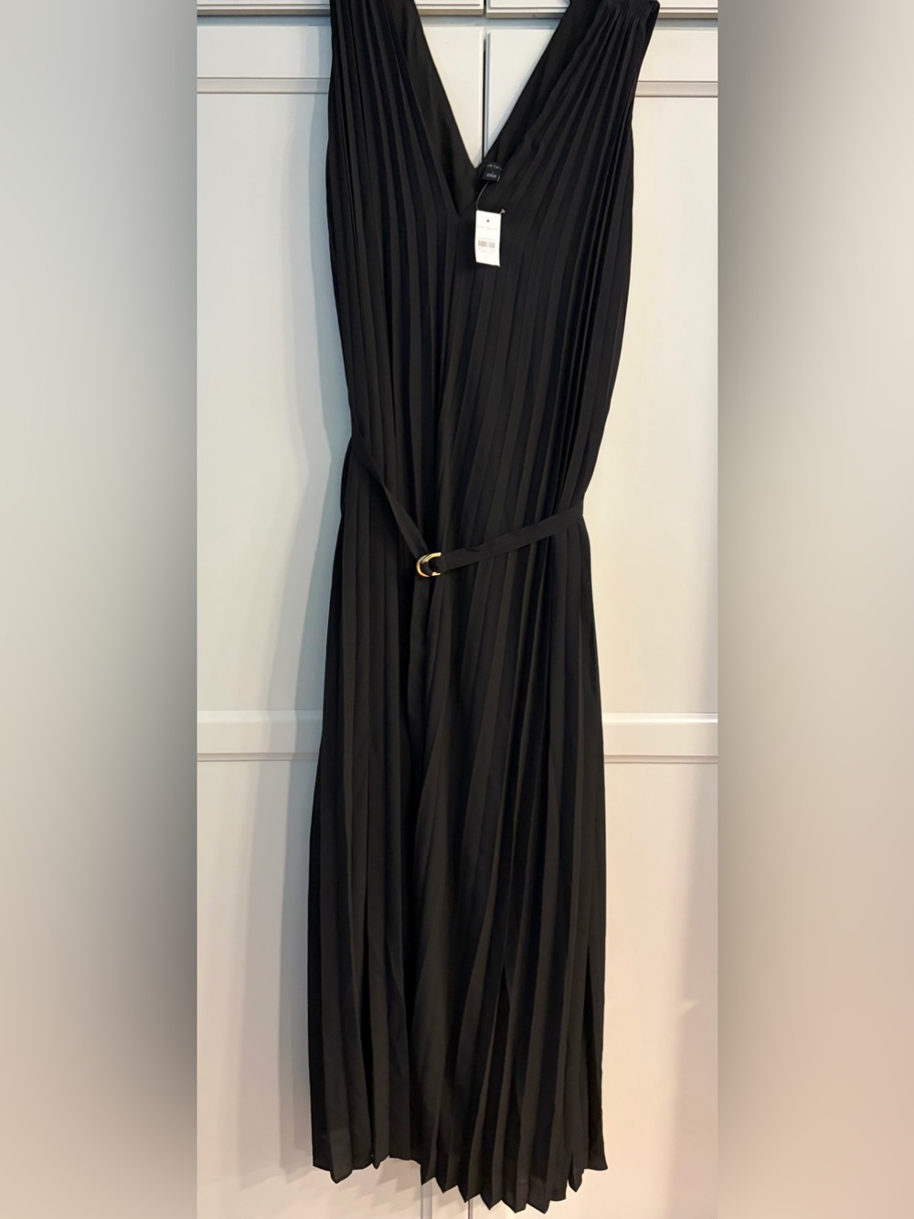NWT Ann Taylor Black Pleated Maxi Swing Dress Size Large